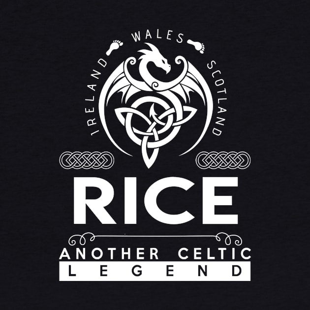 Rice Name T Shirt - Another Celtic Legend Rice Dragon Gift Item by harpermargy8920